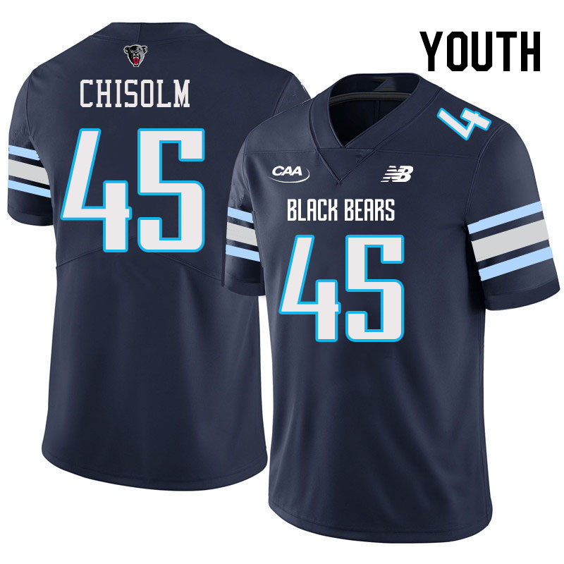 Youth #45 Ta'kai Chisolm Maine Black Bears College Football Jerseys Stitched Sale-Navy